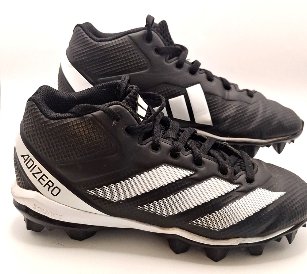 Adidas Adizero Impact Spark Football Cleats Youth Size 4 Black White Mid Top